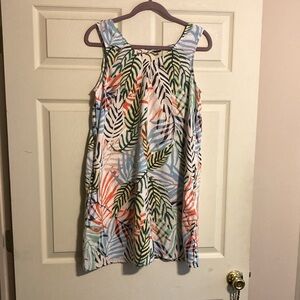 🍋 Tahari linen Print Dress with Pockets S